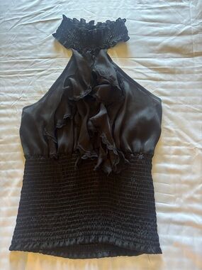Black Ruffled Halter Top
